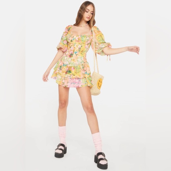 For Love And Lemons Floral Mini Dress - Picture 5 of 6